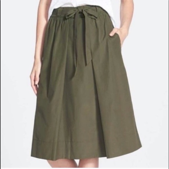 Madewell Dresses & Skirts - MADEWELL Olive Green Midi Skirt Ties At The Waist Size X Small